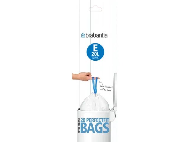 Afvalzak 20 liter laag model met trekbandsluiting (E), Brabantia