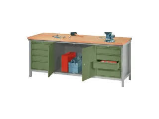 werkbank,HxBxD 900x2000x700mm,onderstel/romp RAL7035,front RAL6011 - 2