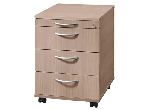 Mobiel Ladenblok Notenhout 590x430x580mm Pennenlade 3laden Beugelgreep