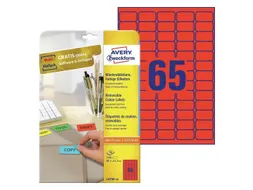 Gekleurde Etiketten Avery Zweckform 38.1x21.2mm Rood 1300 stuks