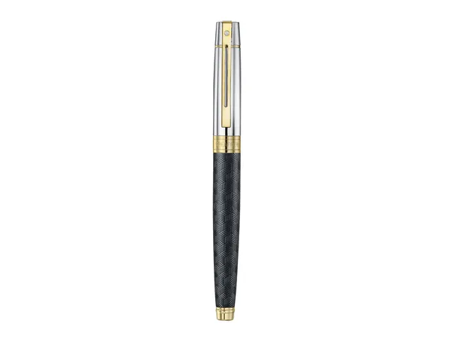 Vulpen Sheaffer 300 E9347 F Engraved matt black shiny chrome cap