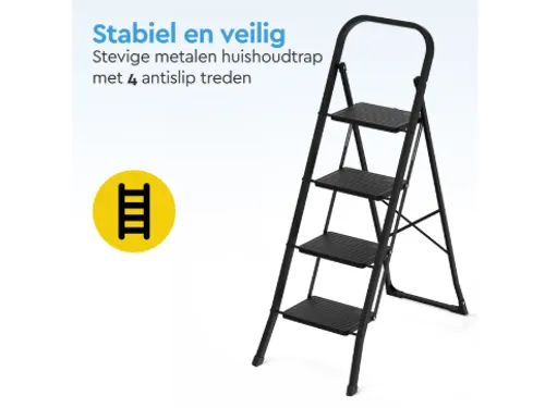Huishoudtrap BRASQ 4 treden SLM400 zwart