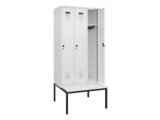 locker met bank,HxBxD 2120x900x815mm,3vak,vak B 300mm,draaigrendel - 1