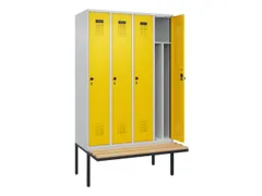 locker met bank,voor scheiding van kleding,HxBxD 2120x1200x815mm,4vak