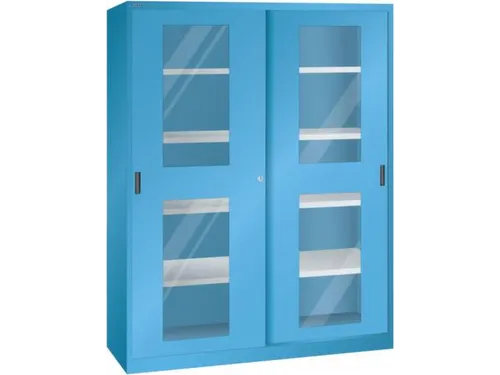 venster-schuifdeurkast HxBxD 1950x1500x580mm 8xStalen bodem RAL5012
