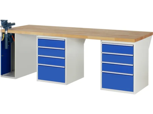 werkbank,HxBxD 890x2500x900mm,beukblad,draagverm. 750kg,3containers