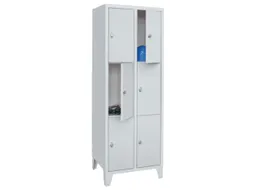lockerkast,HxBxD 1850x600x500mm,2x3vakken,RAL7035,front RAL6011