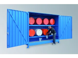 Stellingcontainer Gevaarlijke Stoffen Max. 8X200L Vaten Liggend - 1