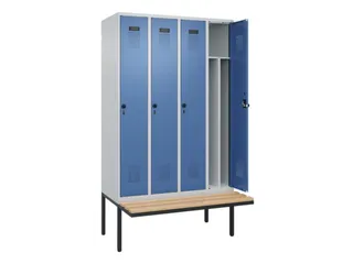 locker met bank,voor scheiding van kleding,HxBxD 2120x1200x815mm,4vak - 1