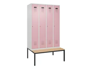 locker met bank,voor scheiding van kleding,HxBxD 2120x1200x815mm,4vak - 2