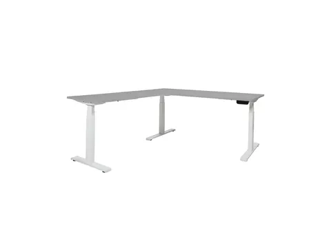 Elektrisch Hoekbureau Dextro Plus 160x200cm Frame Wit Blad Grijs