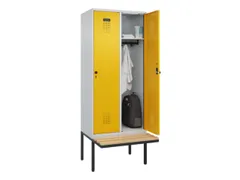 locker met bank,HxBxD 2120x800x815mm,2vak,vak B 400mm,draaigrendel