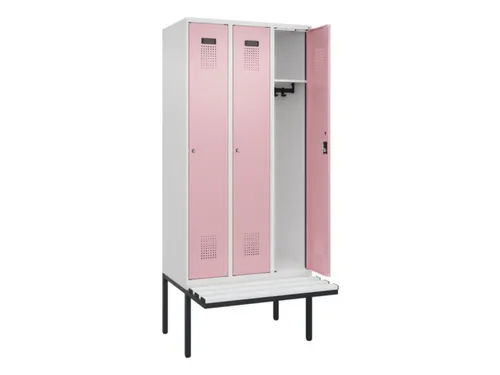 locker met bank,HxBxD 2120x900x815mm,3vak,vak B 300mm,cilinderslot