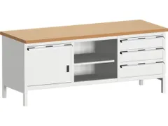 bloc établi HxlxP 840x2000x750mm plateau hêtre rouge force 1200kg