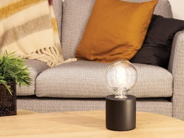 Vellight Tafellamp Lampvoet E27 Cillinder Cement 9x9x9cm Zwart