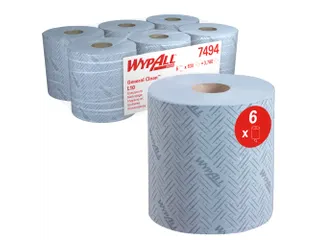Poetsrol WypAll L10 1-laags 18,3cmx239m 630 vel blauw 7494 - 1