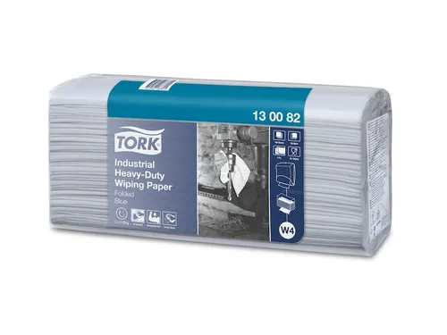 Reinigingsdoek Tork 130082 Heavy-Duty W4 gevouwen 100 vel blauw 130082