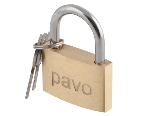 Hangslot Pavo Messing 40mm met 3 sleutels