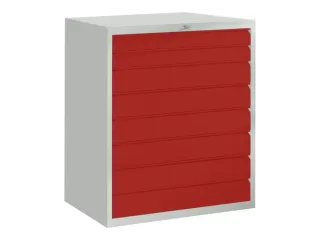 ladekast,HxBxD 1200x1023x600mm,8lade(n),cil.slot,RAL7035,front RAL3000 - 2