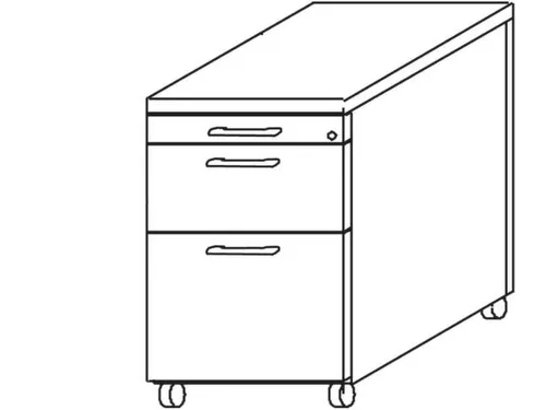 mobiel ladeblok,HxBxD 570x430x800mm,2lade(n),1hangmappenframes,beuken