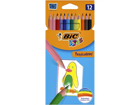Kleurpotloden BicKids Tropicolors assorti blister à 12 stuks