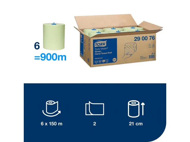 Tork 290076 H1 Matic Advanced Handdoekrol Groen 2-laags 150m 6 rollen