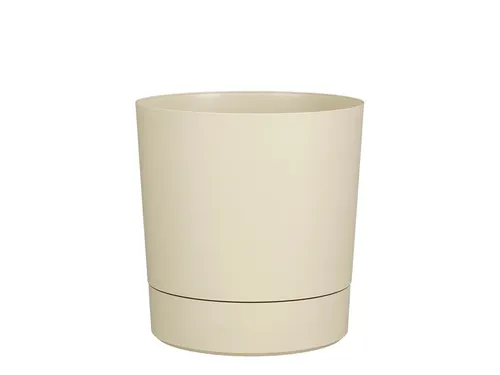 Plantenpot Mica Coco met schotel rond beige 23.5 x 22.5 cm