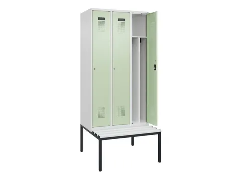 locker met bank,voor scheiding van kleding,HxBxD 2120x900x815mm,3vak
