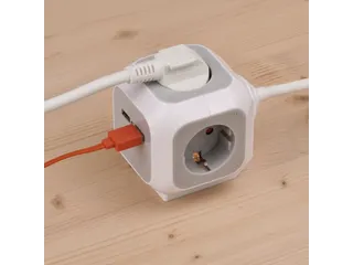 Stekkerblok Brennenstuhl 4 voudig inclusief 2 USB 140cm wit/grijs - 2