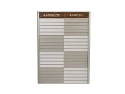Menoor In-Uit bord 20 namen Aluminium Aanwezig/Afwezig donker Houtlook