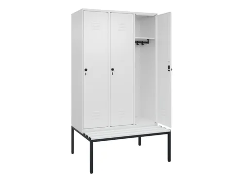locker met bank,HxBxD 2120x1200x815mm,3vak,vak B 400mm,draaigrendel