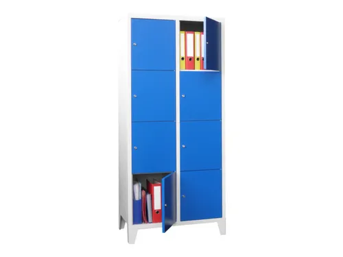 lockerkast,HxBxD 1850x800x500mm,2x4vakken,RAL7035,front RAL5010