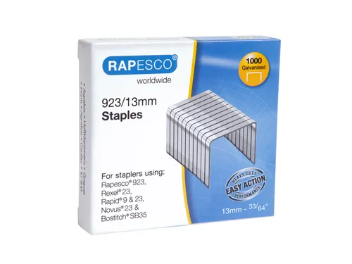 Nieten Rapesco Heavy Duty 923 13mm 1000 stuks zilver