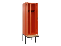 locker met bank,voor scheiding van kleding,HxBxD 2120x600x815mm,2vak