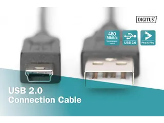 USB 2.0 Aansluitkabel Type A - Mini B (5-pins) St/St 1,8m Zwart - 3