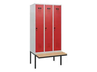locker met bank,HxBxD 1950x900x815mm,3vak,vak B 300mm,draaigrendel - 2