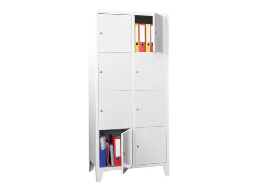 lockerkast,HxBxD 1850x800x500mm,2x4vakken,RAL7035,front RAL7035