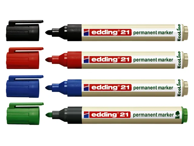 Viltstift edding 21 EcoLine rond assorti 1.5-3mm doos à 4st