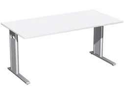 Bureau C-Poot HxBxD 680-800x1600x800mm Decor wit Zilverkleurig