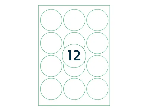 Etiketten Zelfklevend Wit 12 op A4 Rond 63.5mm 1000 Vel