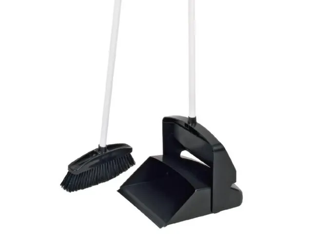 Staand blik met bezem,steekplaat BxD 260x250mm,Werk b 170mm