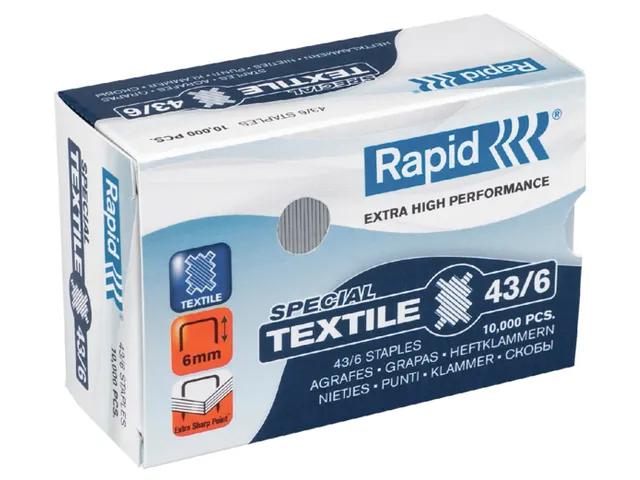 Nieten Rapid 43/6 Textiel Super Strong 10.000st