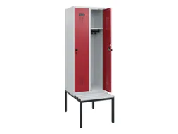 locker met bank,HxBxD 1950x600x815mm,2vak,vak B 300mm,draaigrendel
