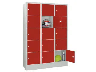 lockerkast,HxBxD 1850x1200x500mm,3x5vakken,RAL7035,front RAL3000 - 2
