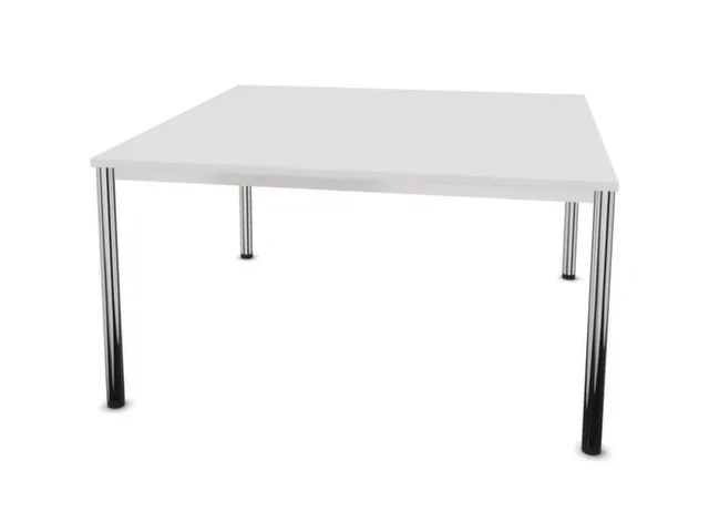 vergadertafel HxBxD 74x140x140cm vierkant 4voeten verchroomd Bl-wit