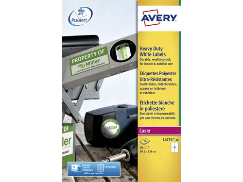 Weerbestendige etiketten Avery 99.1x139mm Polyester Wit 80 stuks