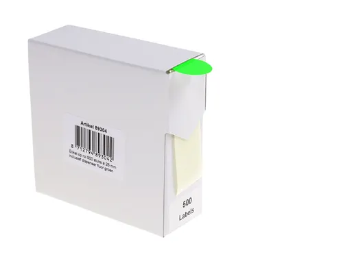 Etiket Rillprint 25mm 500st op rol fluor groen