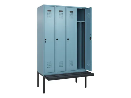locker met bank,voor scheiding van kleding,HxBxD 2120x1200x815mm,4vak