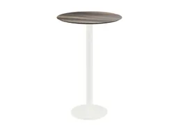 statafel,HxØ 1090x700mm,rond,schotelvoet wit,blad HPL Tropical Wood