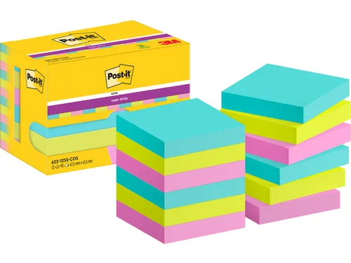 Memoblok Post-it 622 Super Sticky 47,6x47,6mm Cosmic 12 stuks